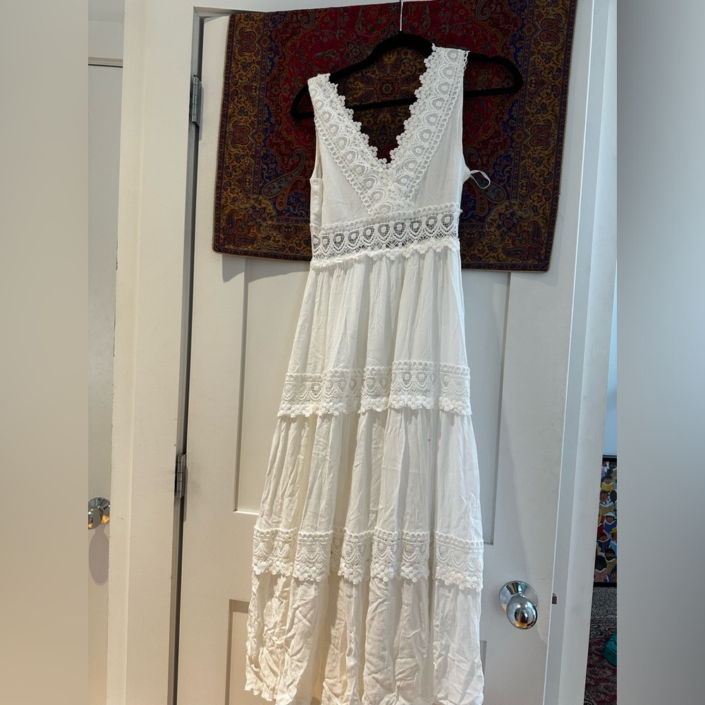 Lulus white maxi crochet dress white